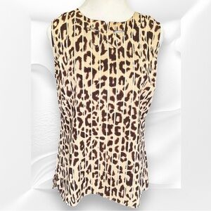 CAbi Ginger Leopard Print Sleeveless Blouse Size Small